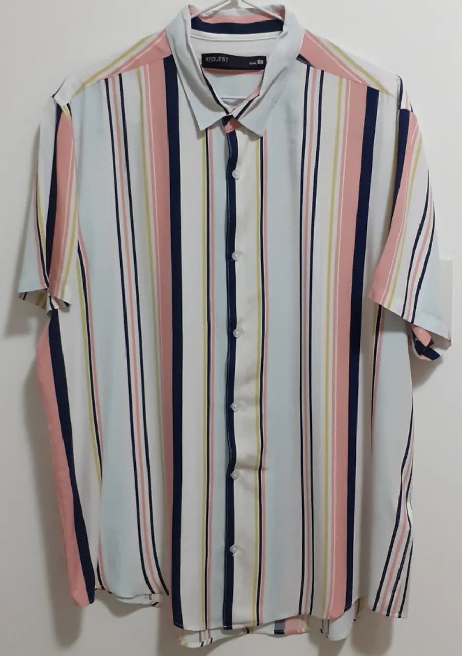 Camisa Masculina Listrada Manga Curta - Foto 4