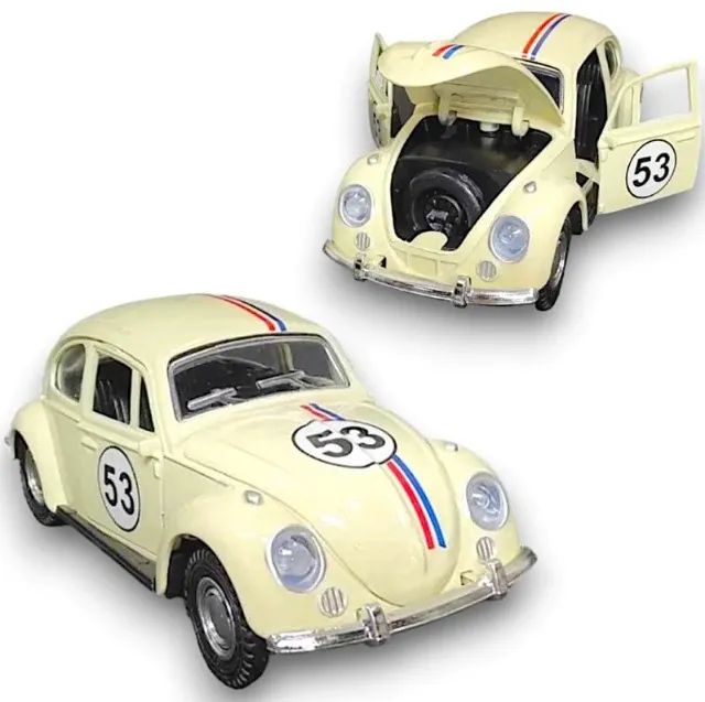Miniatura Volkswagen Fusca Nº53 Estilo Herbie com Portas e Capô