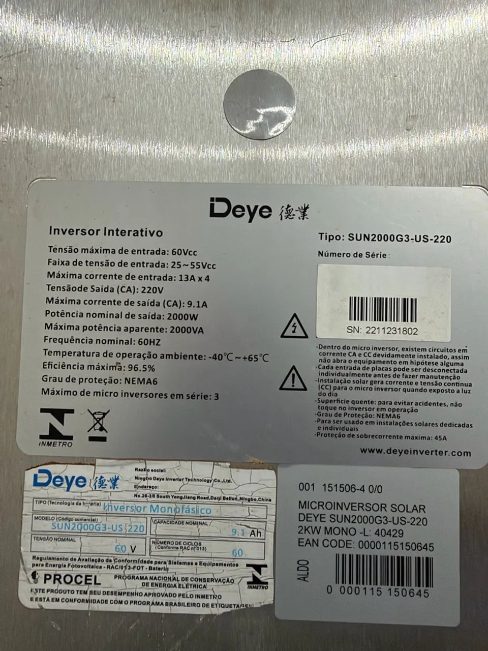 Vendo micro inversor DEYE SUM2000-G3-220 2 k