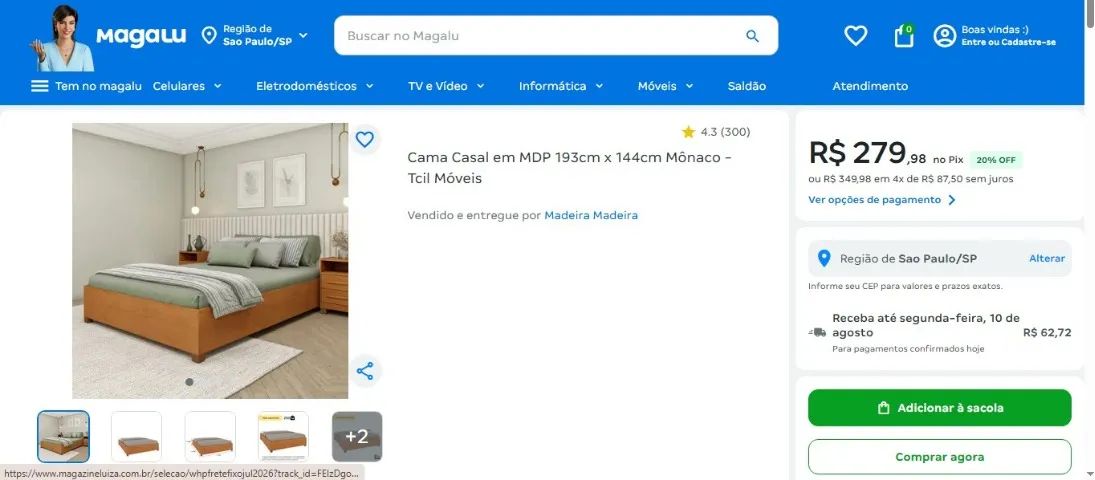 Cama Casal 193cm x 144cm Cinza - Foto 4