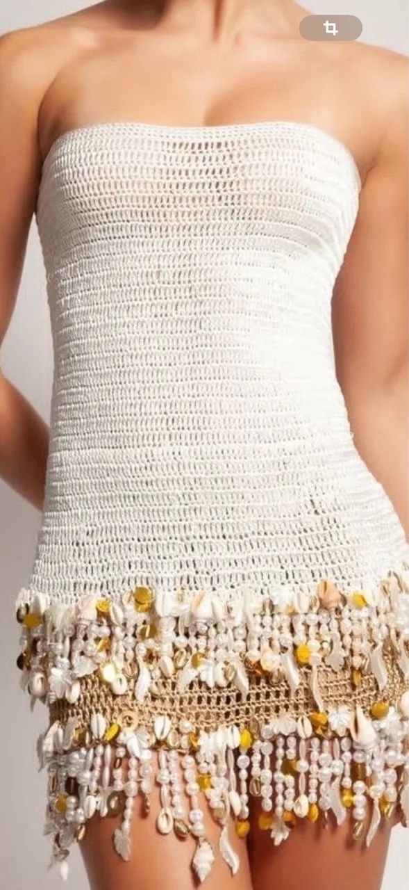     Vestido de Crochê Artesanal com Conchas. - Foto 2