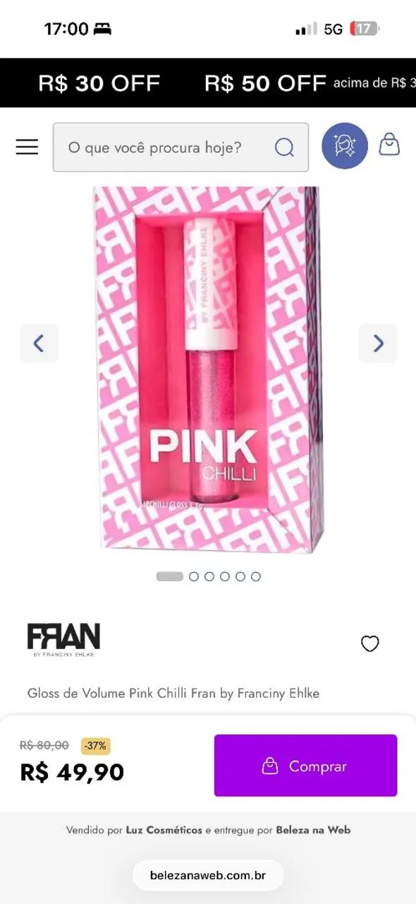 Gloss Franciny Elke Pink Chilly - Nunca usado<br>Cor Pink Chilly<br>Nunca usado<br> *30 reais* - Foto 3
