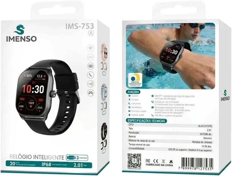 ? Imenso IMS-753 - IP68, tela 2,01", bateria de até 20 dias