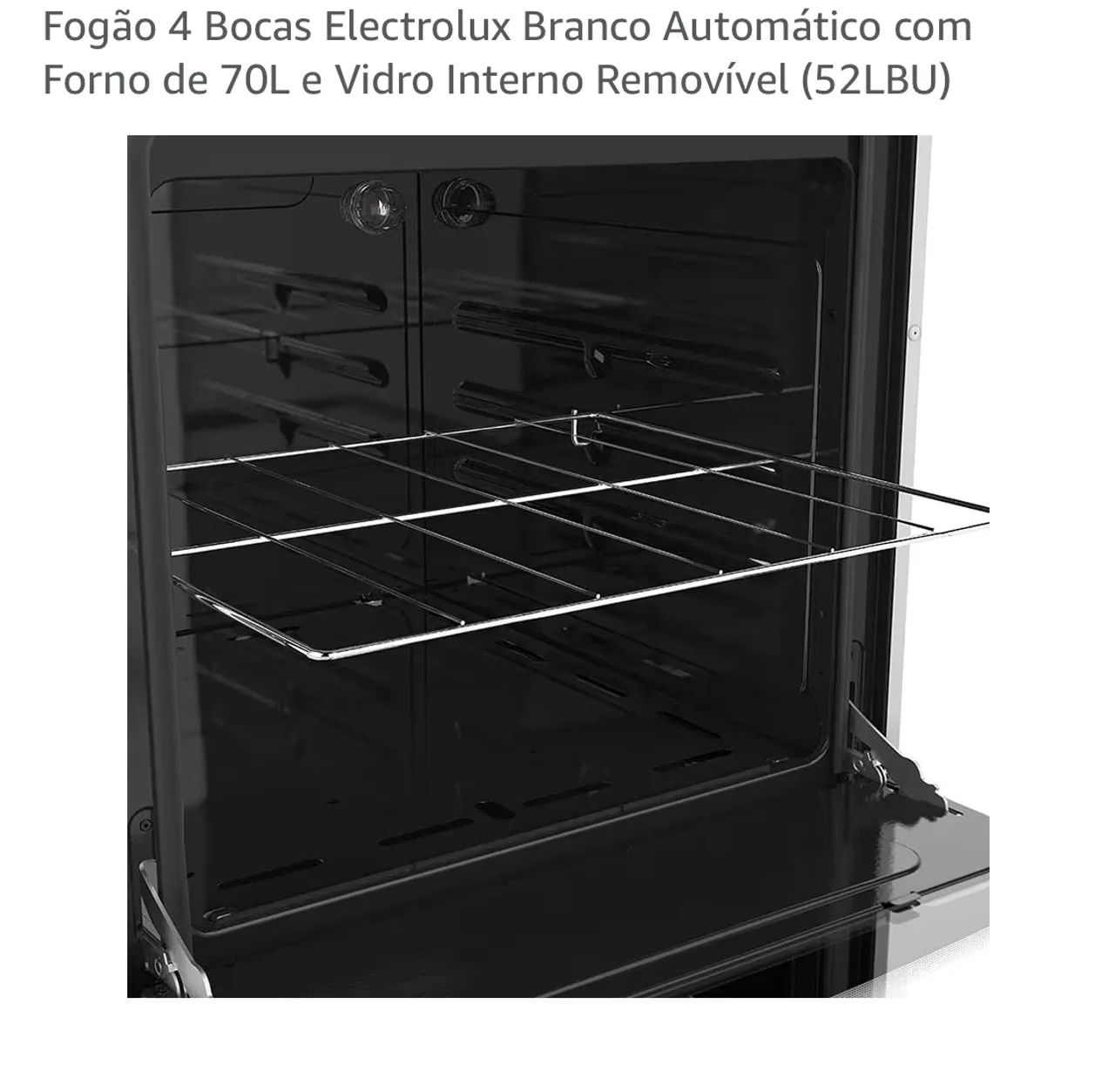 Fogão Electrolux 4 bocas, forno 70 L, autom.. , 52 LBU, branco c/ tampo vidro temperado.  - Foto 4