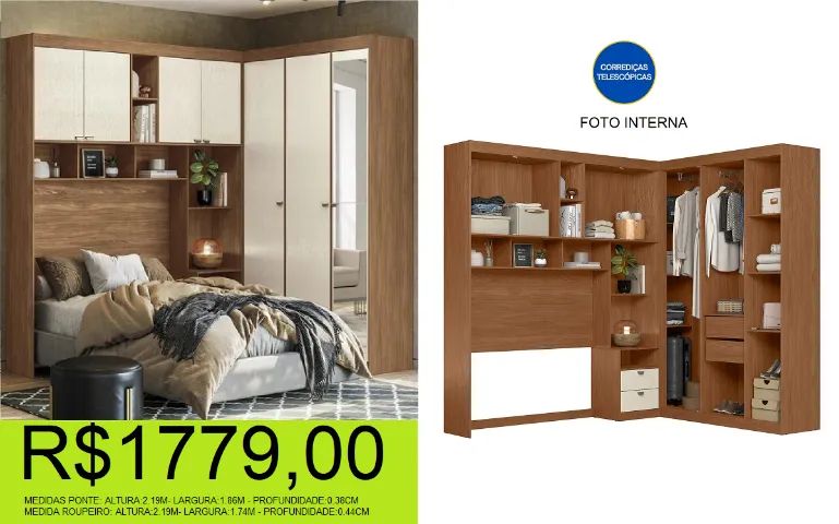 roupeiro - de canto - acompanha espelho - compre e retire hoje mesmo 