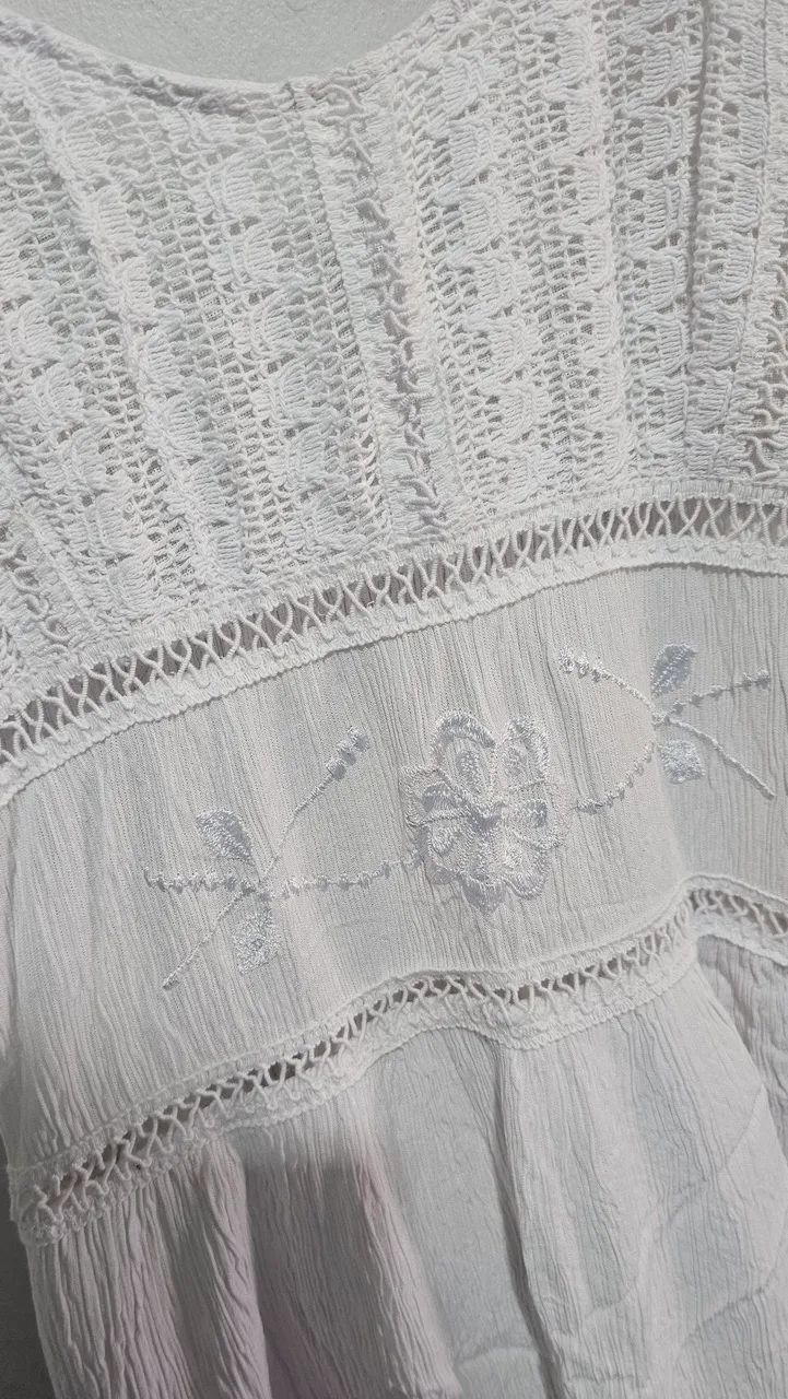 Vestido Longo Branco/Artesanal  - Foto 4
