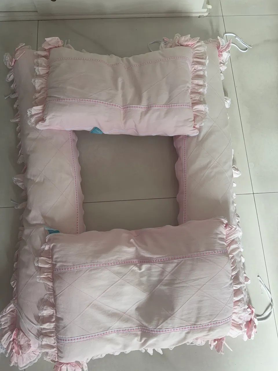 Kit Berço Americano Rosa com Protetor de Grade - Foto 2