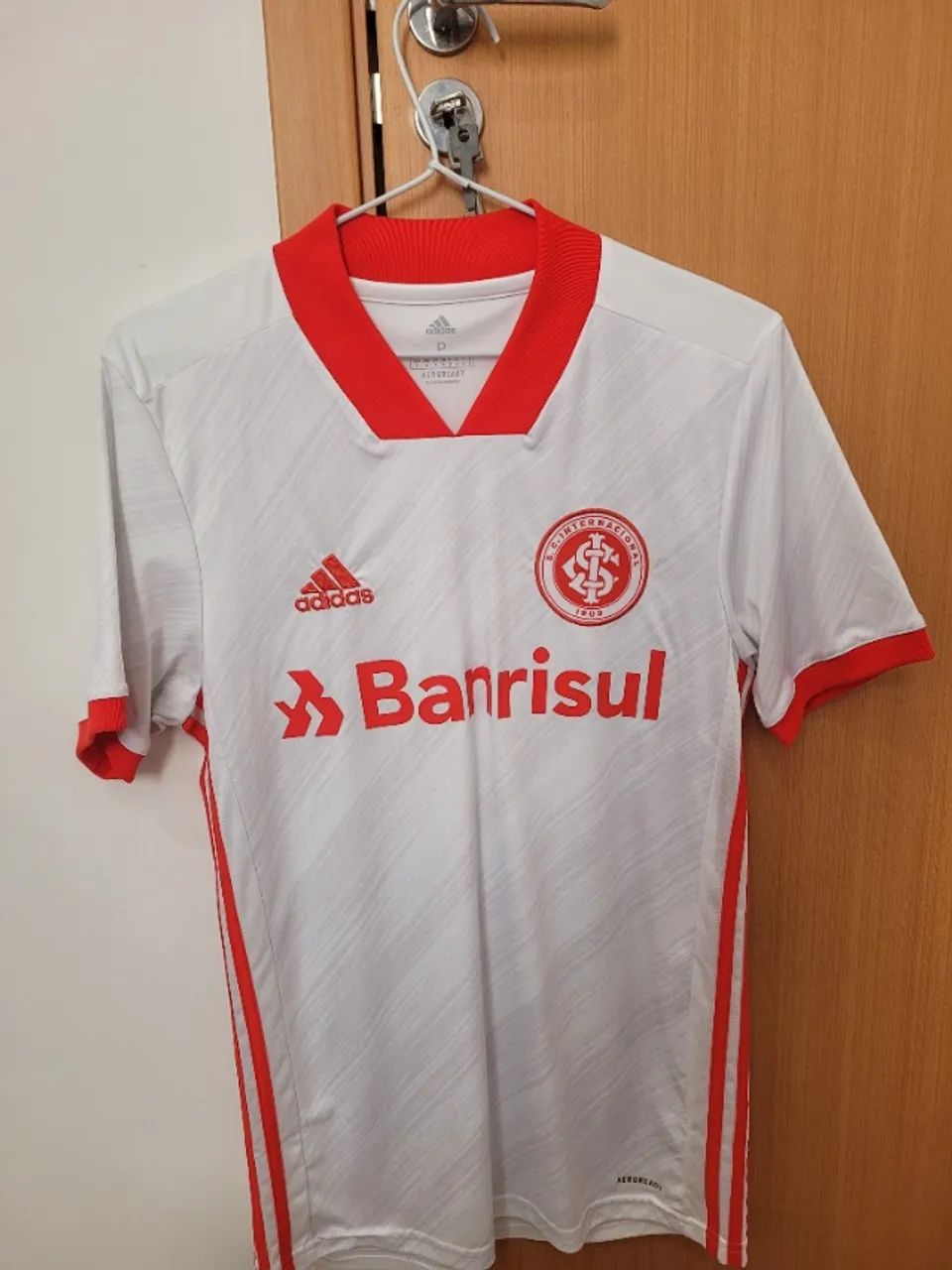 Camisa Internacional Branca Adidas 2021 - Original - Laterais Vermelhas