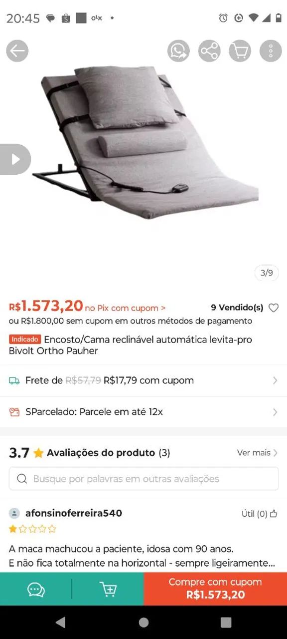 Cama regulável com controle remoto.