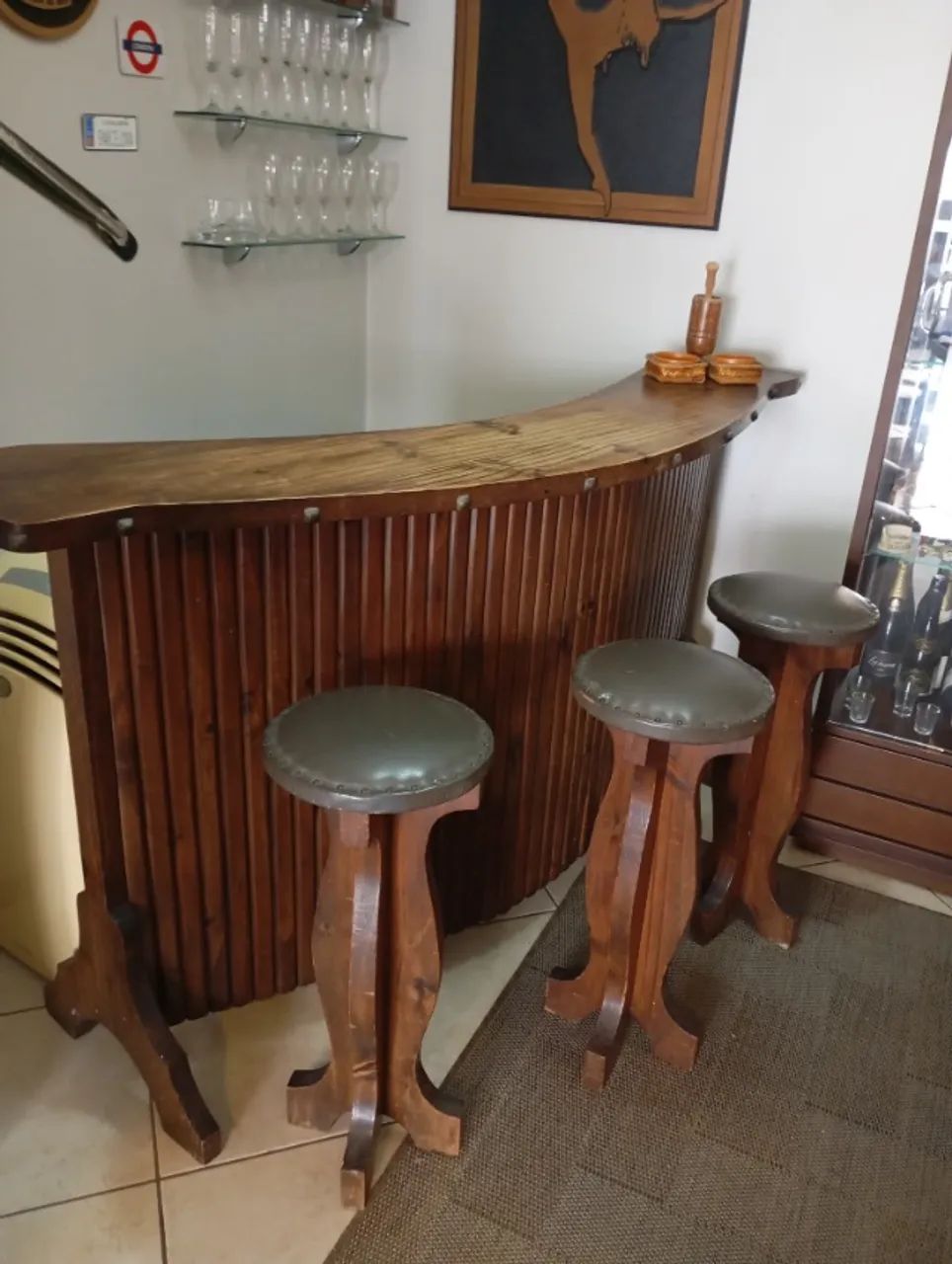Conjunto Bar com Bancos Rústico 