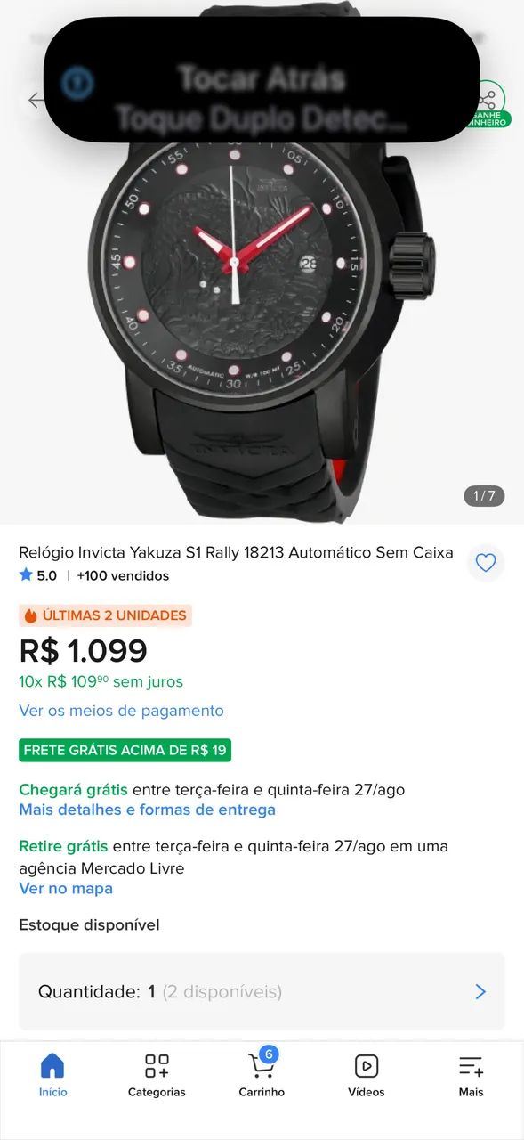 Relógio invicta Yakuza semi novo - Foto 3