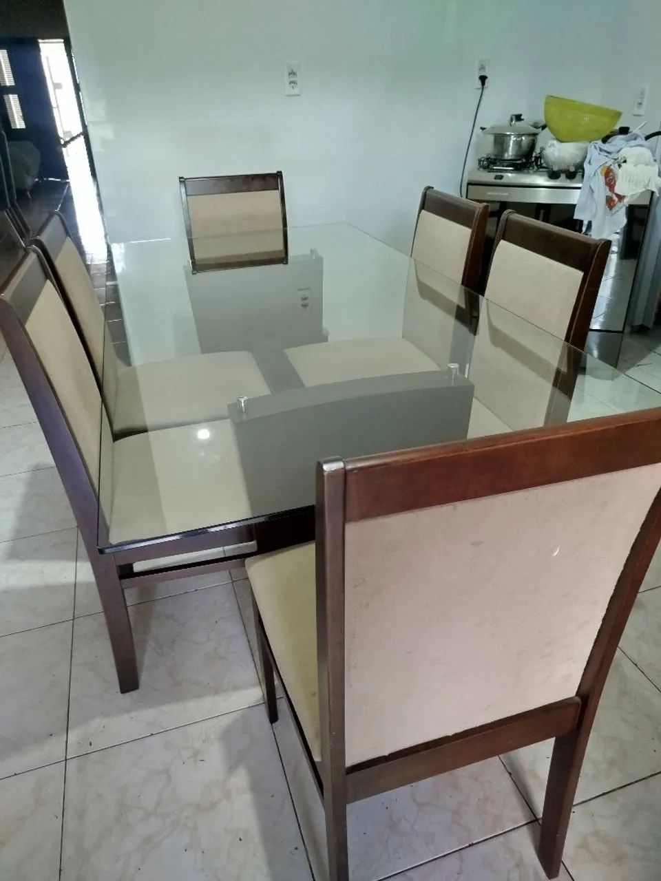 Mesa grande de vidro semi nova  - Foto 3
