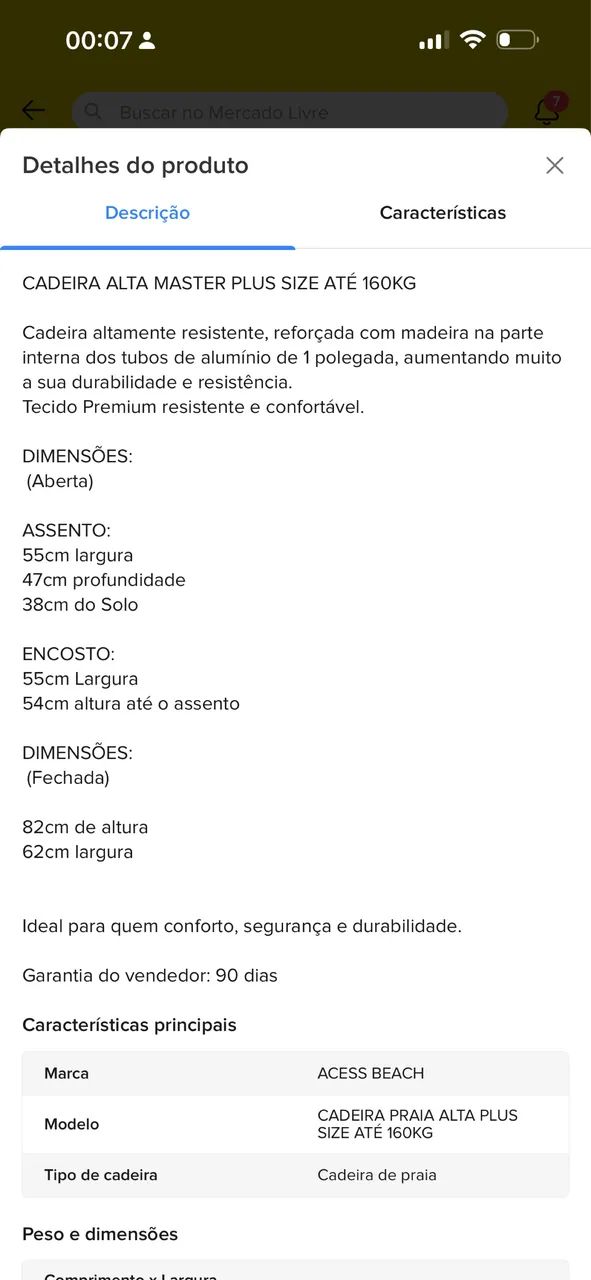 CADEIRA DE ALUMÍNIO ALTA MASTER PLUS SIZE ATÉ 160KG - Foto 5