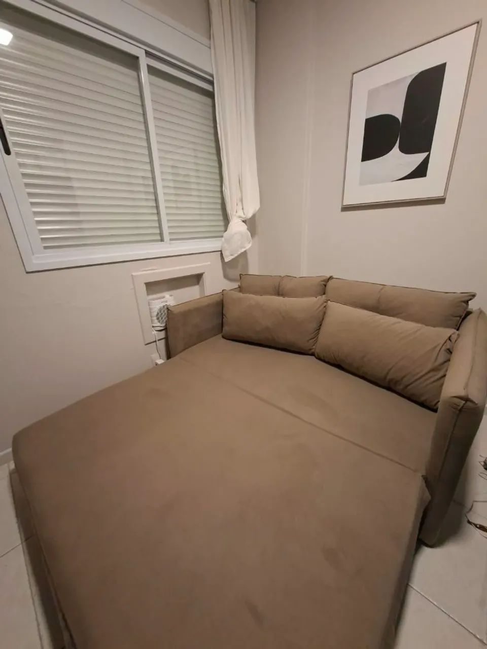 Sofá cama lunna Premium cor capuccino espuma D28 - Foto 2