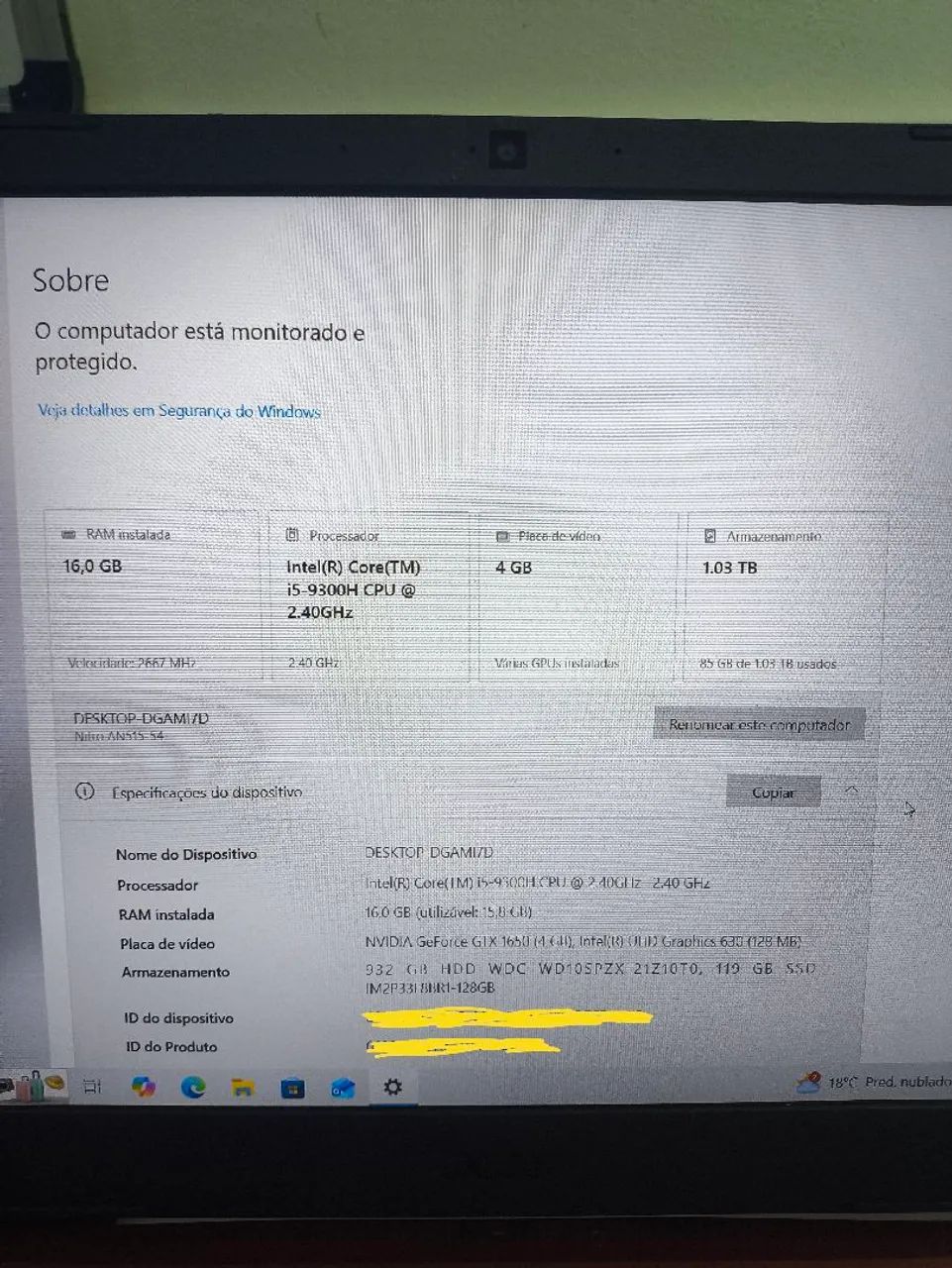 Notebook Gamer ( Acer Nitro 5 ) Excelentes Condições - Foto 2