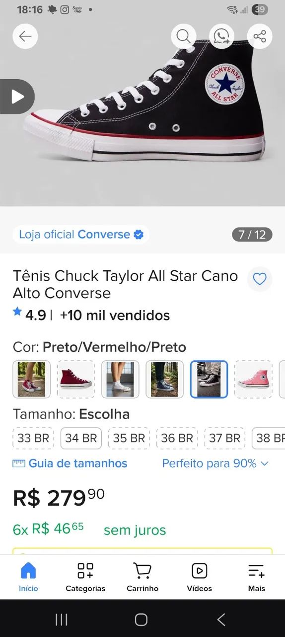 Tênis All Star original cano alto 37 - Foto 2