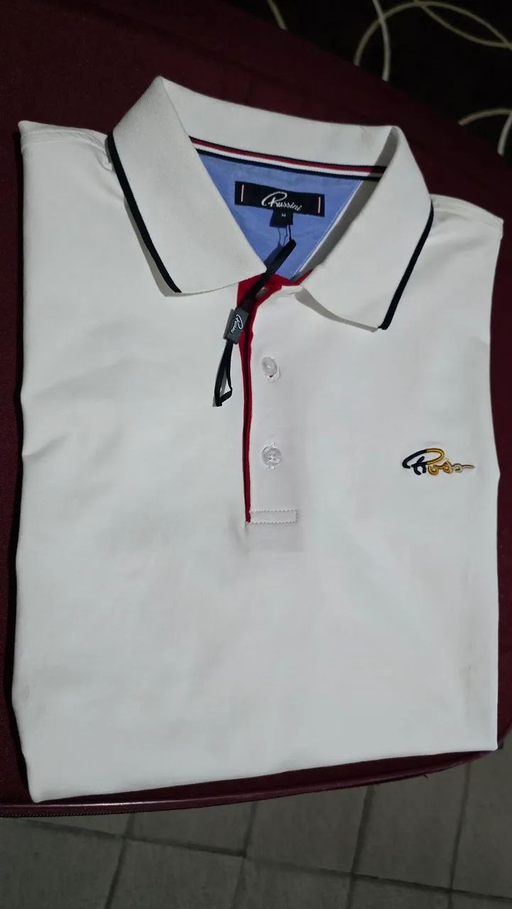 Camisa polo branca Roussini IMPORTADA
