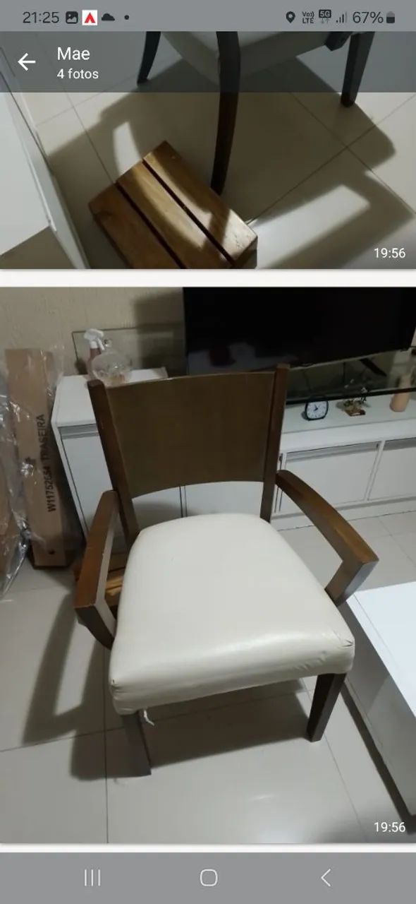 Linda cadeira de sala em madeira 
