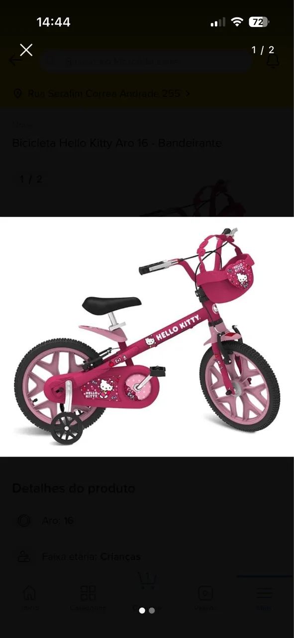 Bicicleta Hello Kitty Aro 16 Bandeirante