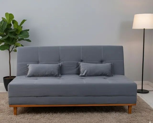 Sofa cama veludo moderno cinza (temos outras cores e modelos)
