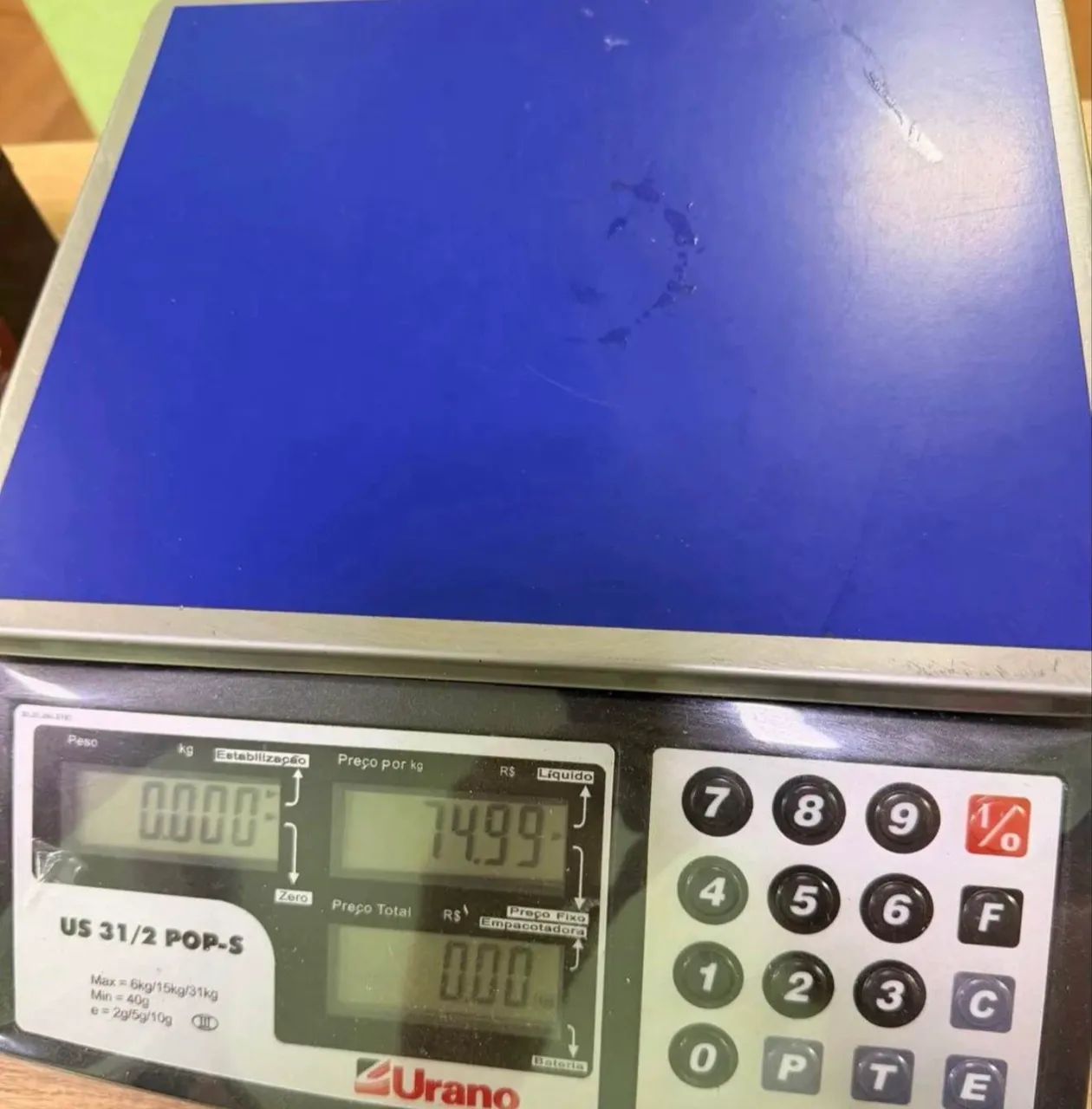 BALANÇA COMERCIAL URANO 6/15/31kg COM MEMÓRIA 