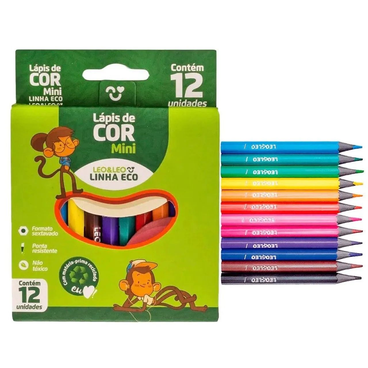 MINI LÁPIS DE COR ECO LEO E LEO 12 CORES - Foto 2