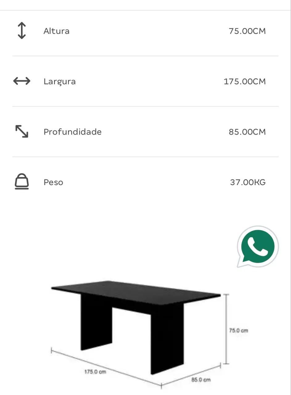 MESA 1,75 M X 85 CM - Foto 5