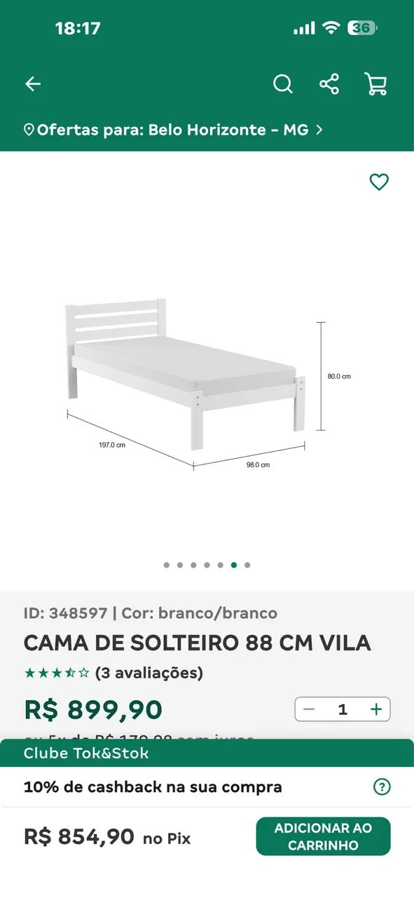 CAMA SOLTEIRO VILA TOK&STOK 88cm - Foto 2