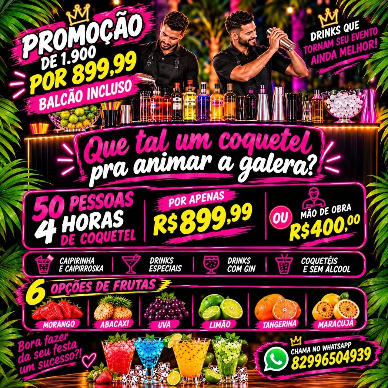 Barmen open bar ou mão de obra 