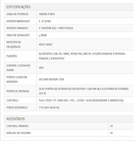 Caixa de Som North Tech Modelo PX 180