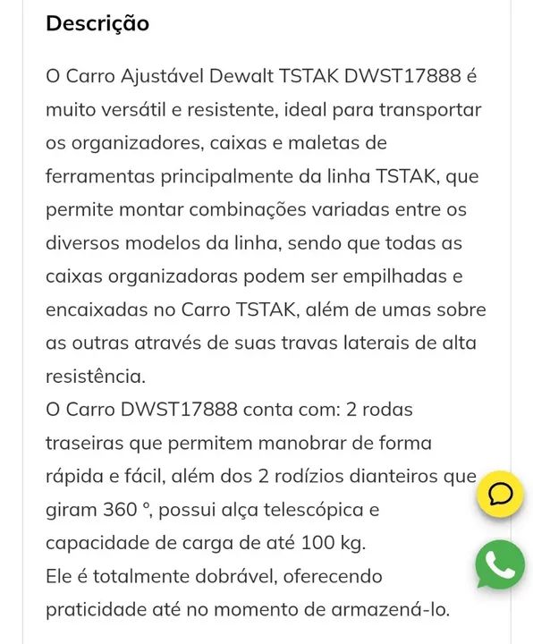 Carro Ajustável Dewalt TSTAK DWST17888 - Foto 2