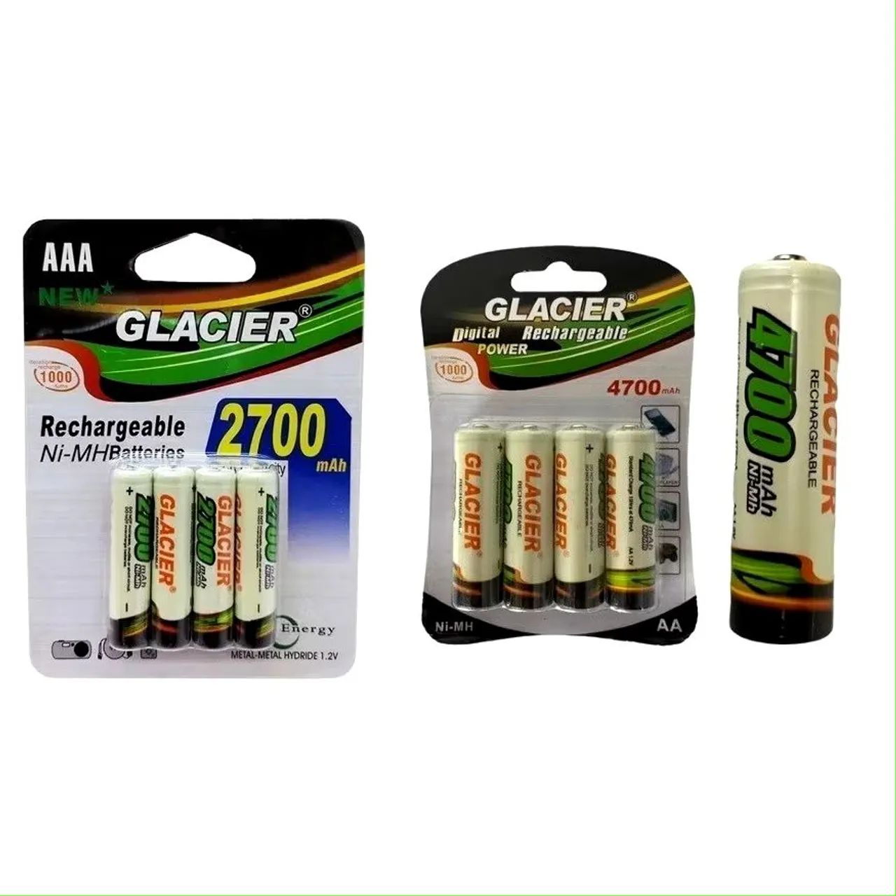 Kit 8 Pilhas Recarregáveis 4 Pilhas AA - 4700mah + 4 AAA 2700mah<br>Pilhas AAA - 2700mah