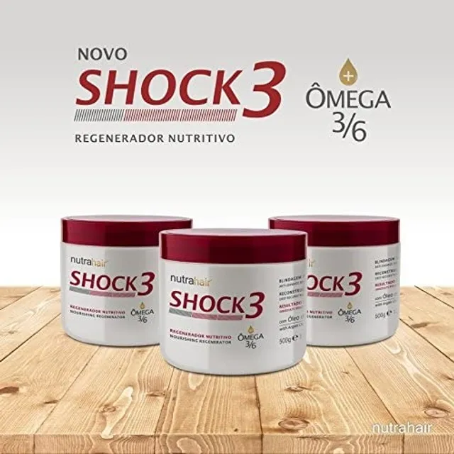Kit com 3 x Shock 3 Regenerador Nutritivo Omega 500g Atacado cada R$ 45