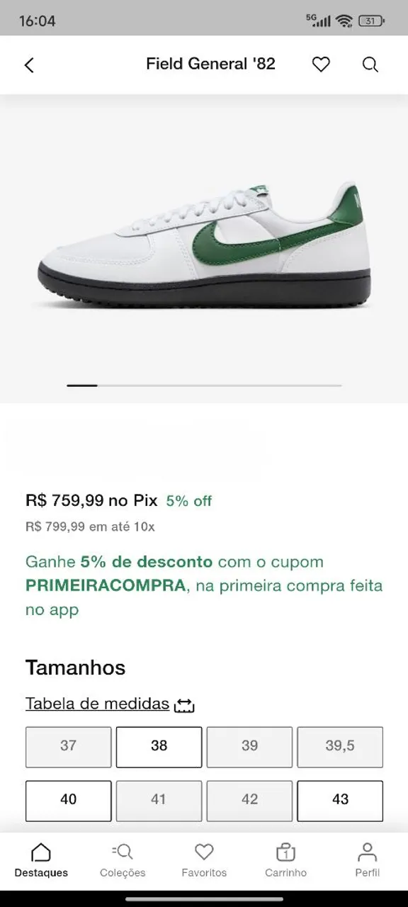 Nike Field 82 Branco e Verde