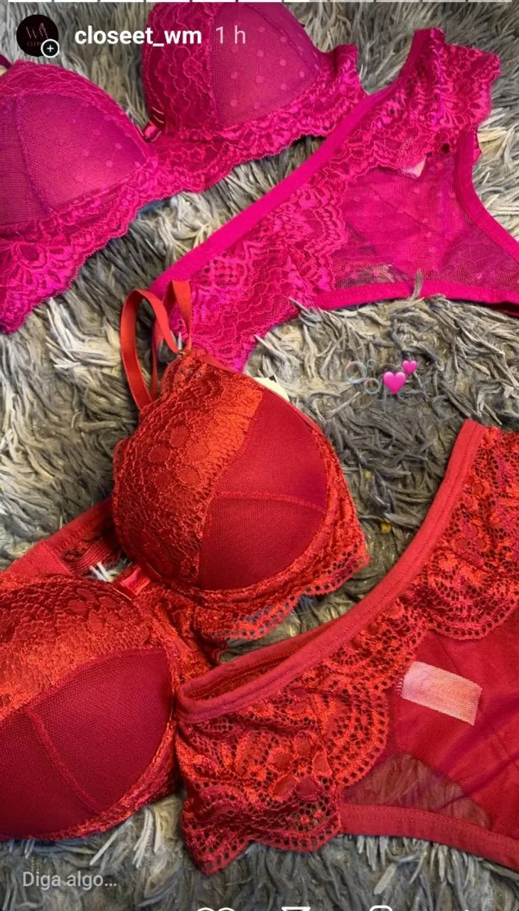 Conjunto de lingerie renda vermelha