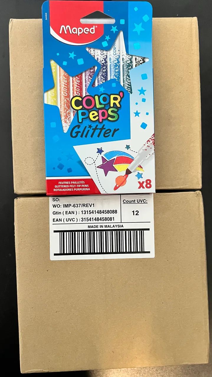 Caixa com 12 Canetas Hidrocor Color Peps Glitter Maped C/08 Unds  - Foto 2