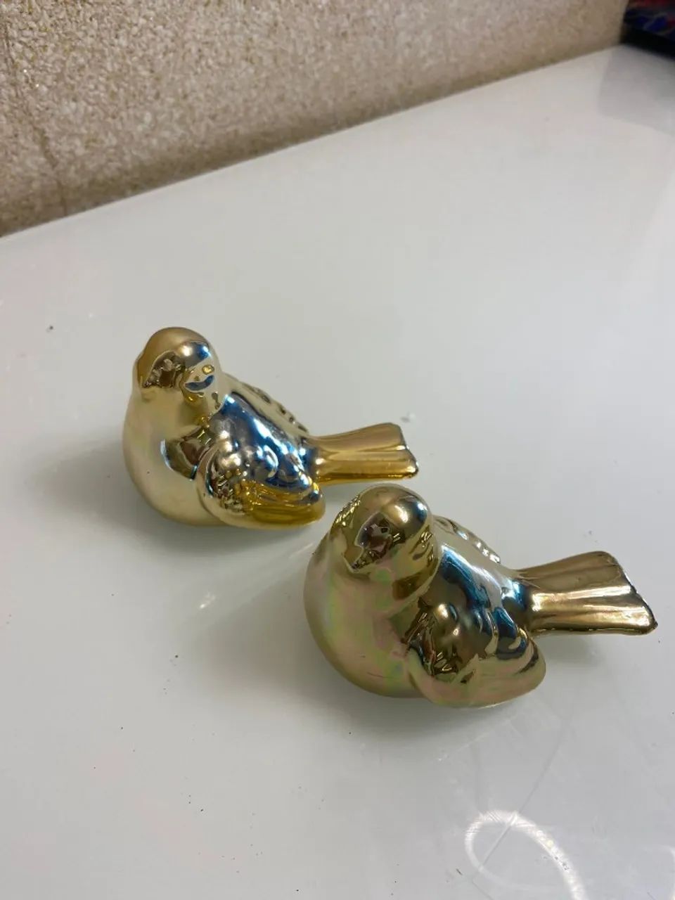 Kit Passarinhos Cerâmica Dourado - Foto 2