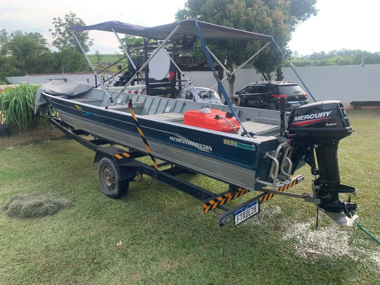 Barco alumínio com motor e carreta - Foto 2