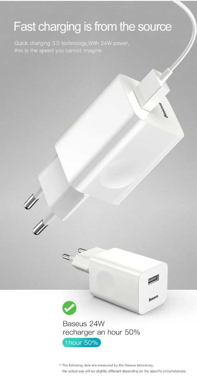 Carregador Baseus 24W USB Com Cabo USB C 2 Metros Novo - Foto 5