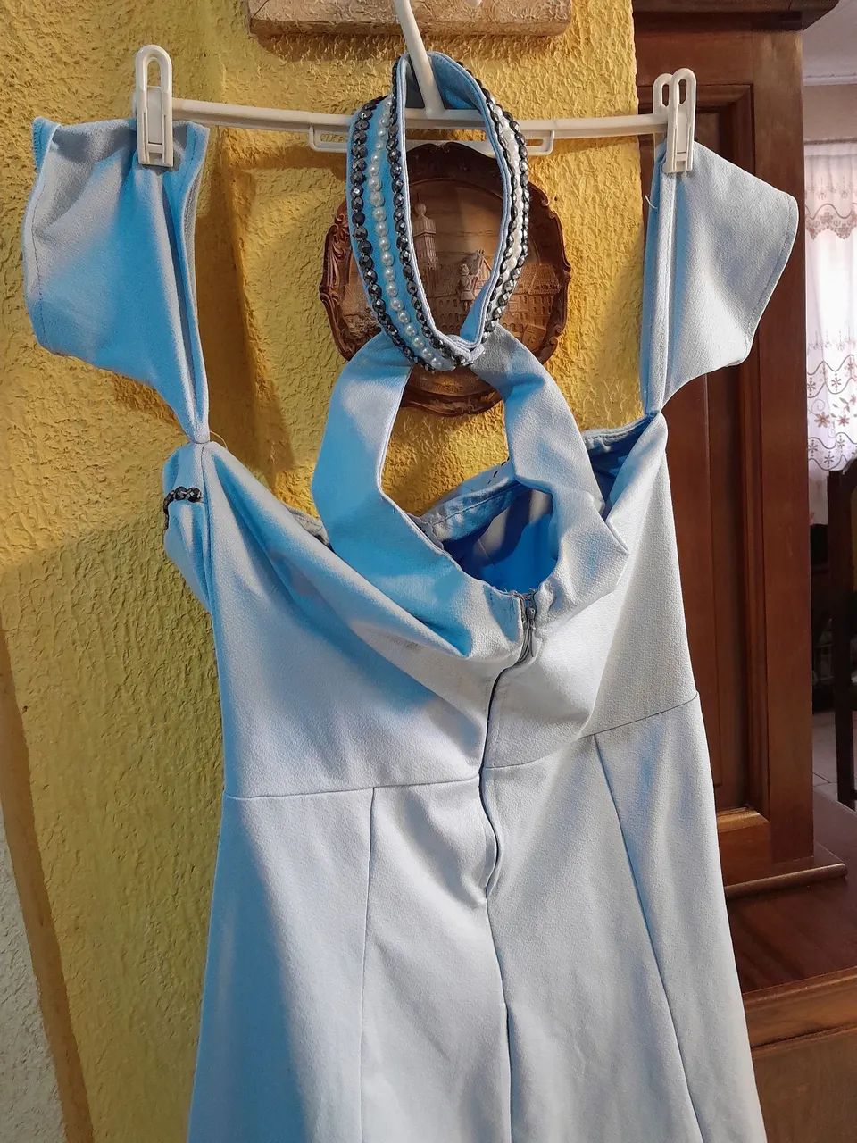 Vestido azul claro com elastano e bojo  P/M - Foto 5