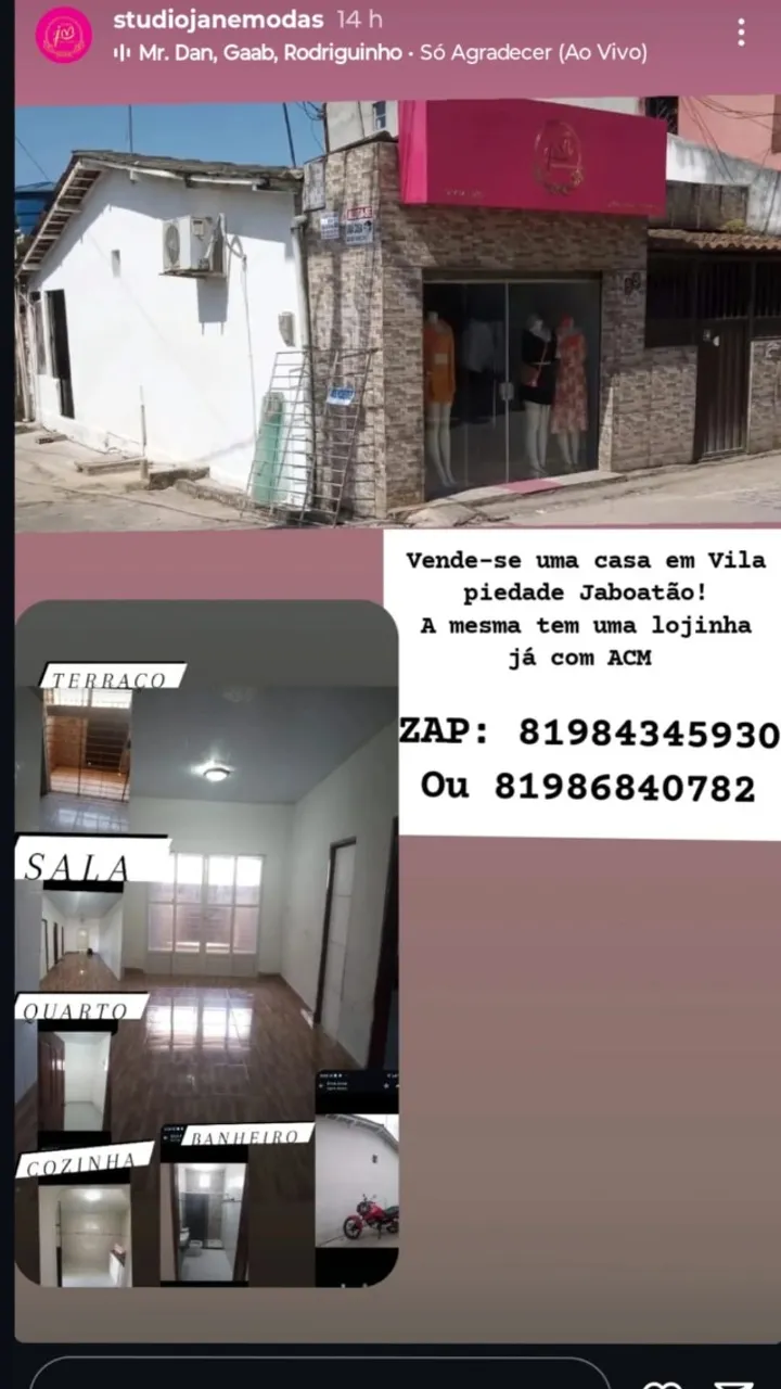 Casa com ponto de comércio, sala,cozinha,Quarto1, 1banheiro , terraço, com cisterna.