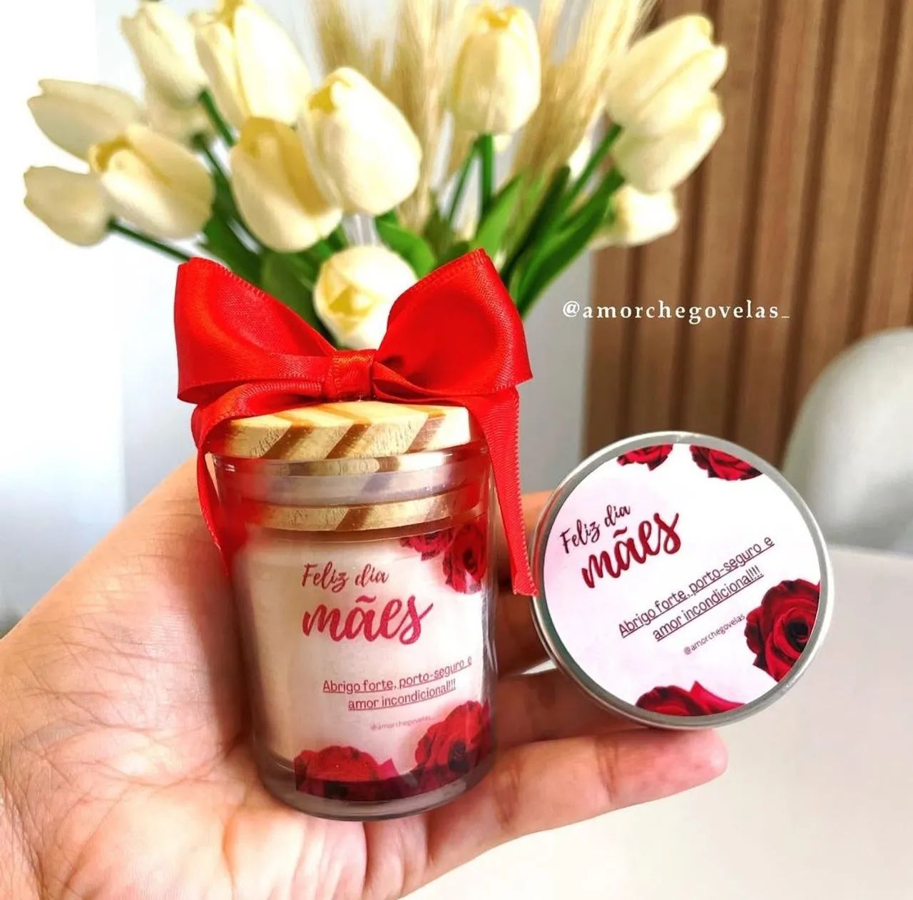 Kit presente dia das mães - vela aromática personalizada