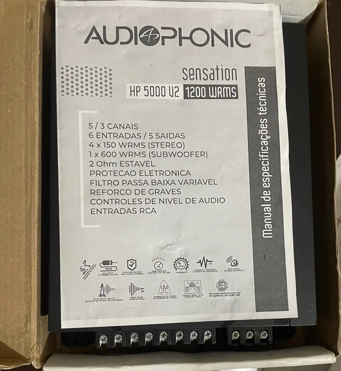 Amplificador Audiophonic HP 5000 v2 1200 WRMS
