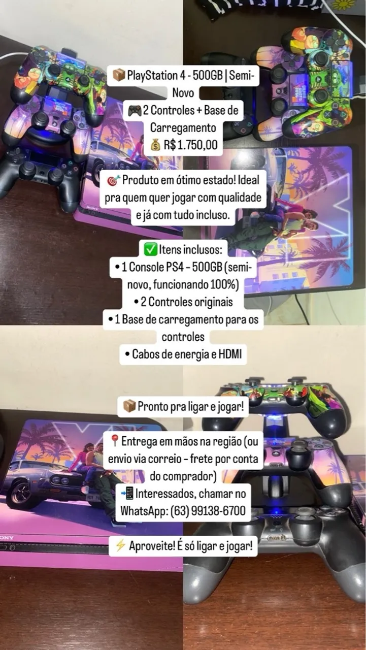 PlayStation 4 500GB + Acessórios - Oportunidade!