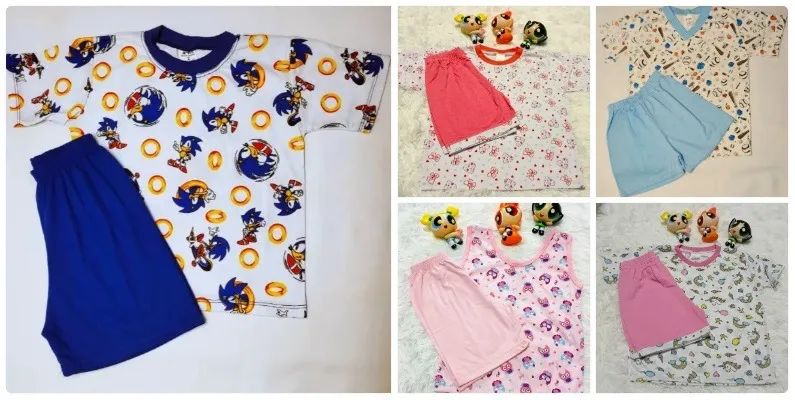 Pijama Infantil Tamanho 2 em Malha 100% Algodão Shorts e Camiseta PromoçãoDiversos Modelos