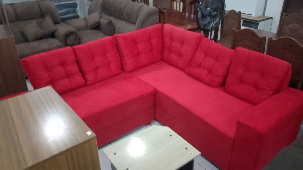 Sofá de Canto Vermelho - Novo