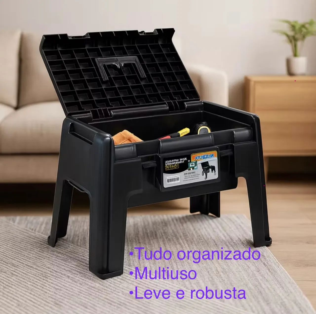 Banco Caixa Baú ferramentas Manicure Banqueta Arqplast Pescaria Praia Maleta Organizadora  - Foto 4