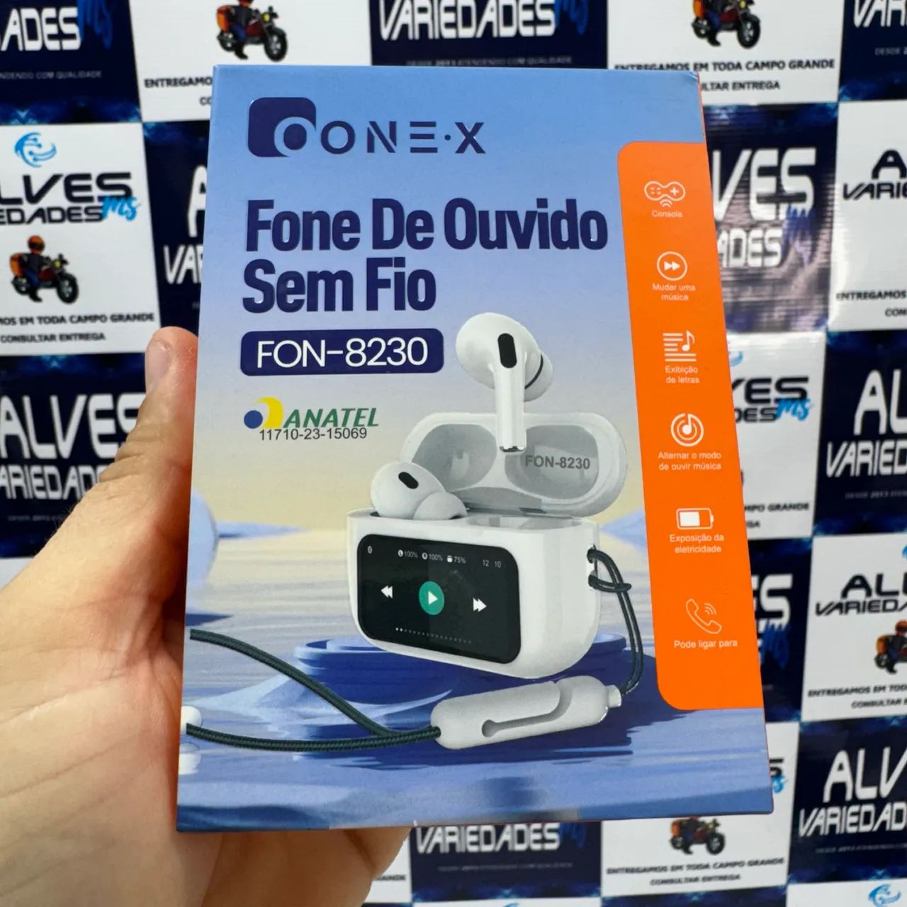 Fone de ouvido sem fio bluetooth com visor digital várias funções 