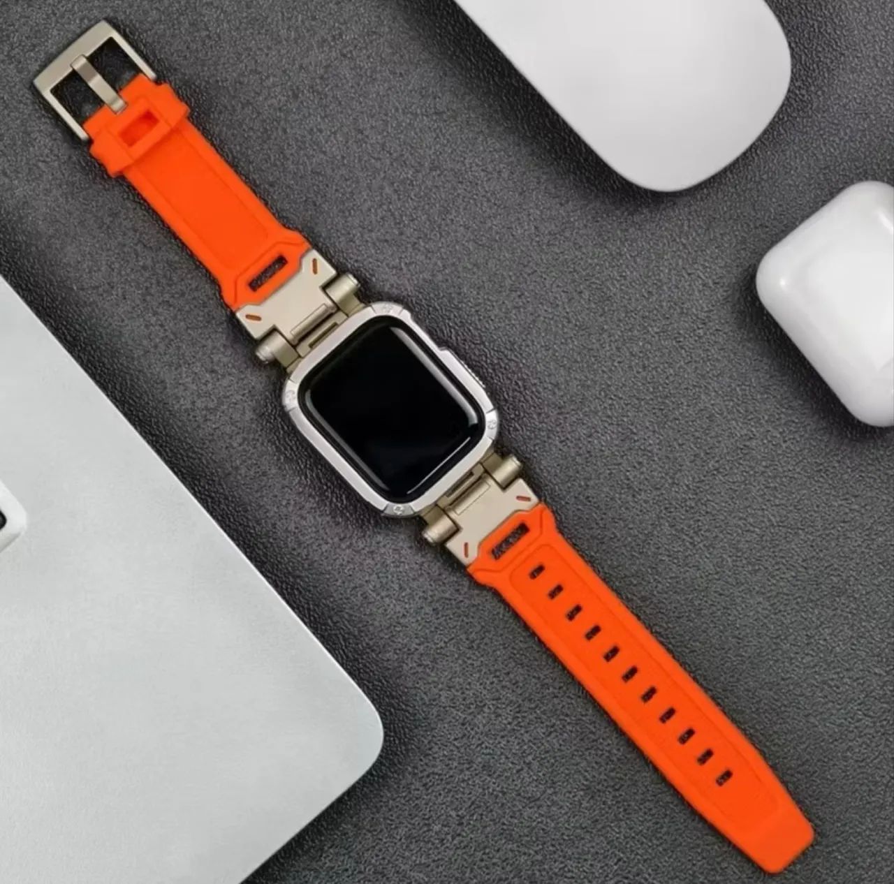 Pulseira de aço Fivela De Silicone para Apple Watch - Foto 2
