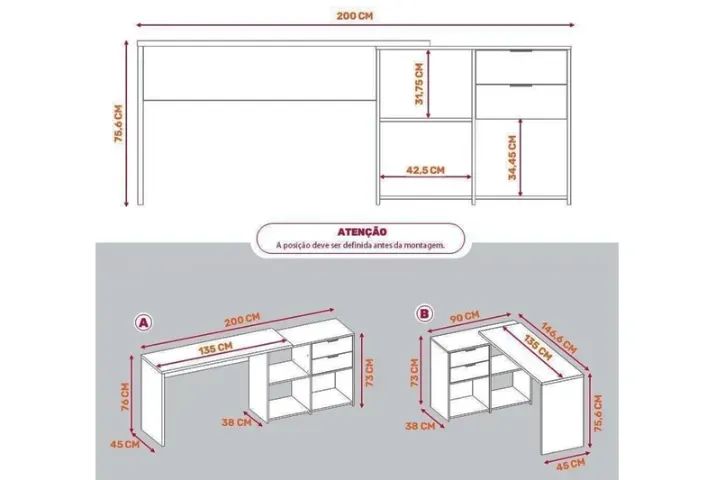 !!! FRETE GRATIS !!! Mesa Office NT 2060 Preto 2 Gavetas Larg. 2.00m - Notável - Foto 4